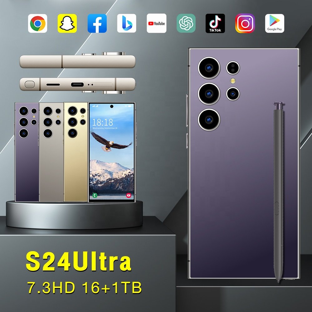 2024 New S24 Ultra 5G Mobile Phone 7.3 Inch 16Gb + 1Tb Android 14 Smartphone High quality Hot sale Cellphones